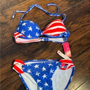 Xhilaration Blue and White Bikini